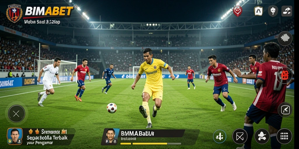 Tampilan gameplay sepenuhnya dari aplikasi BIMABET dalam sepak bola.