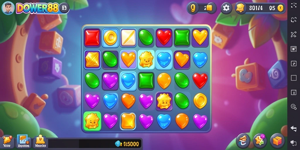 Tampilan gameplay DOWER88 yang penuh warna dan menantang.