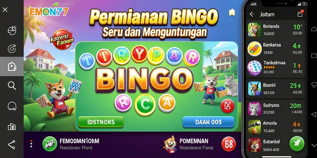 Screenshot dari permainan Bingo yang seru di EMON77.