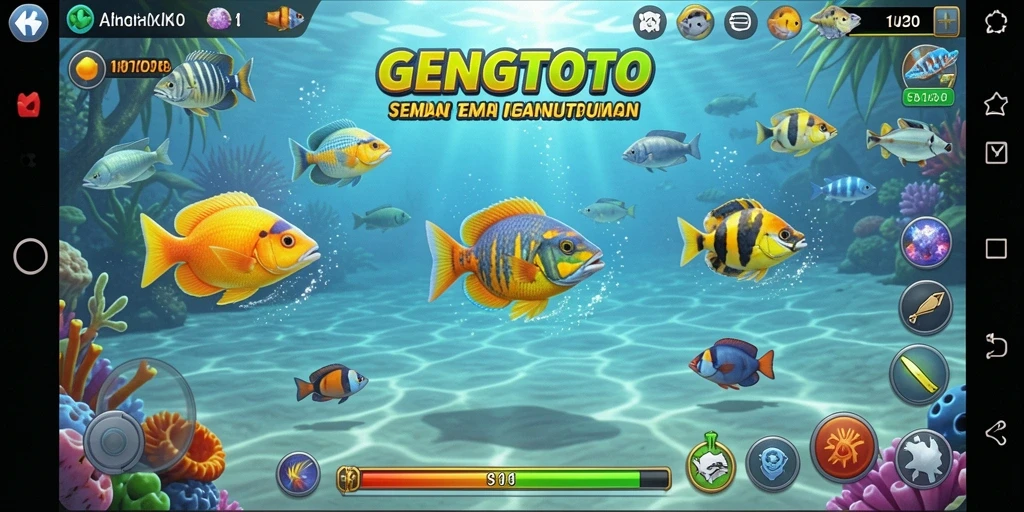 Tampilan gameplay GENGTOTO saat berburu ikan.