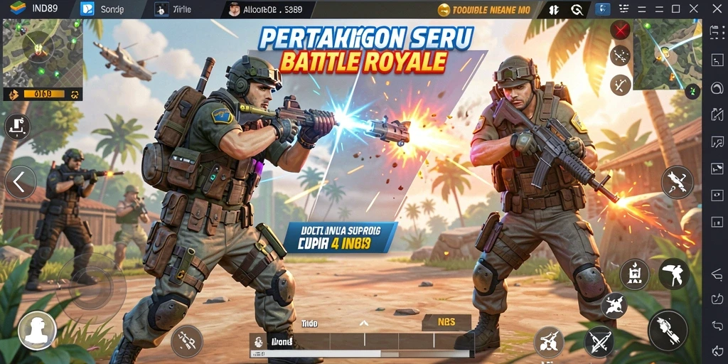 Tampilan gameplay seru dalam pertempuran Battle Royale.