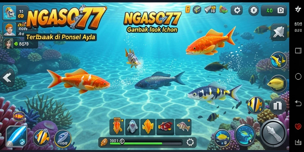 Screenshot gameplay NGASO77 dengan aksi menembak ikan.