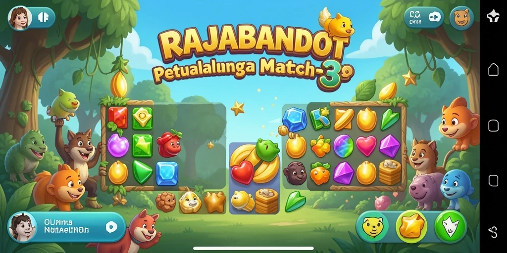 Gameplay seru RAJABANDOT menampilkan kombinasi warna-warni.