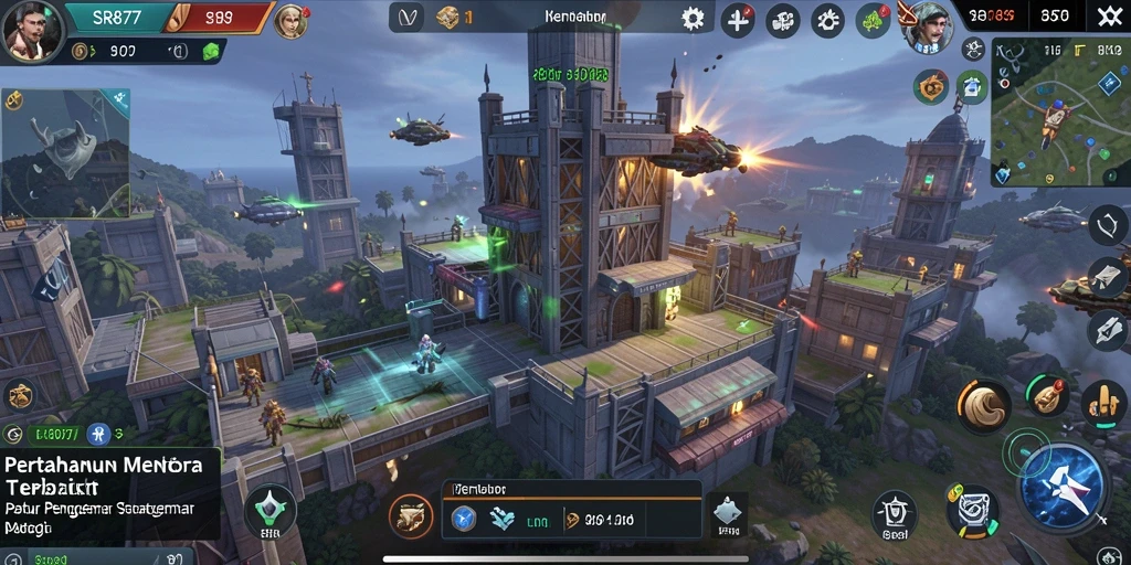 Gameplay menarik dari SR877 dalam Tower Defense dengan banyak menara strategis.